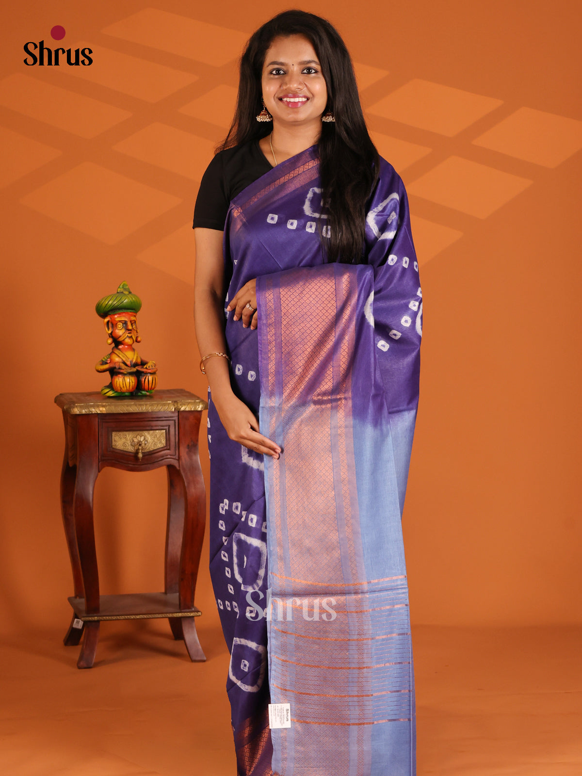 Blue with Lite Blue - shibori saree - Shop on Shrus.com