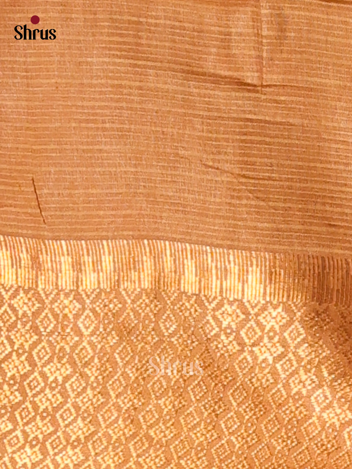 Brown with Beige - Shibori Saree - Shop on Shrus.com