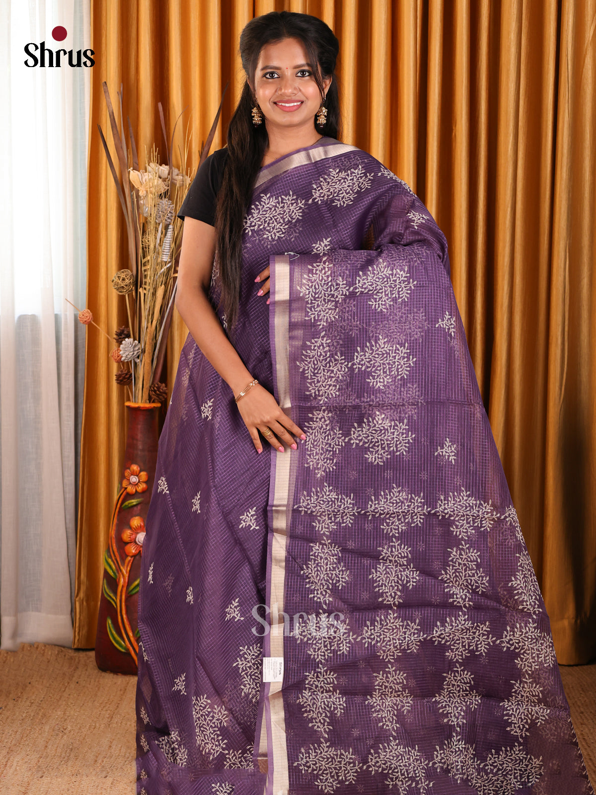 Violet - Kota Cotton Saree - Shop on Shrus.com