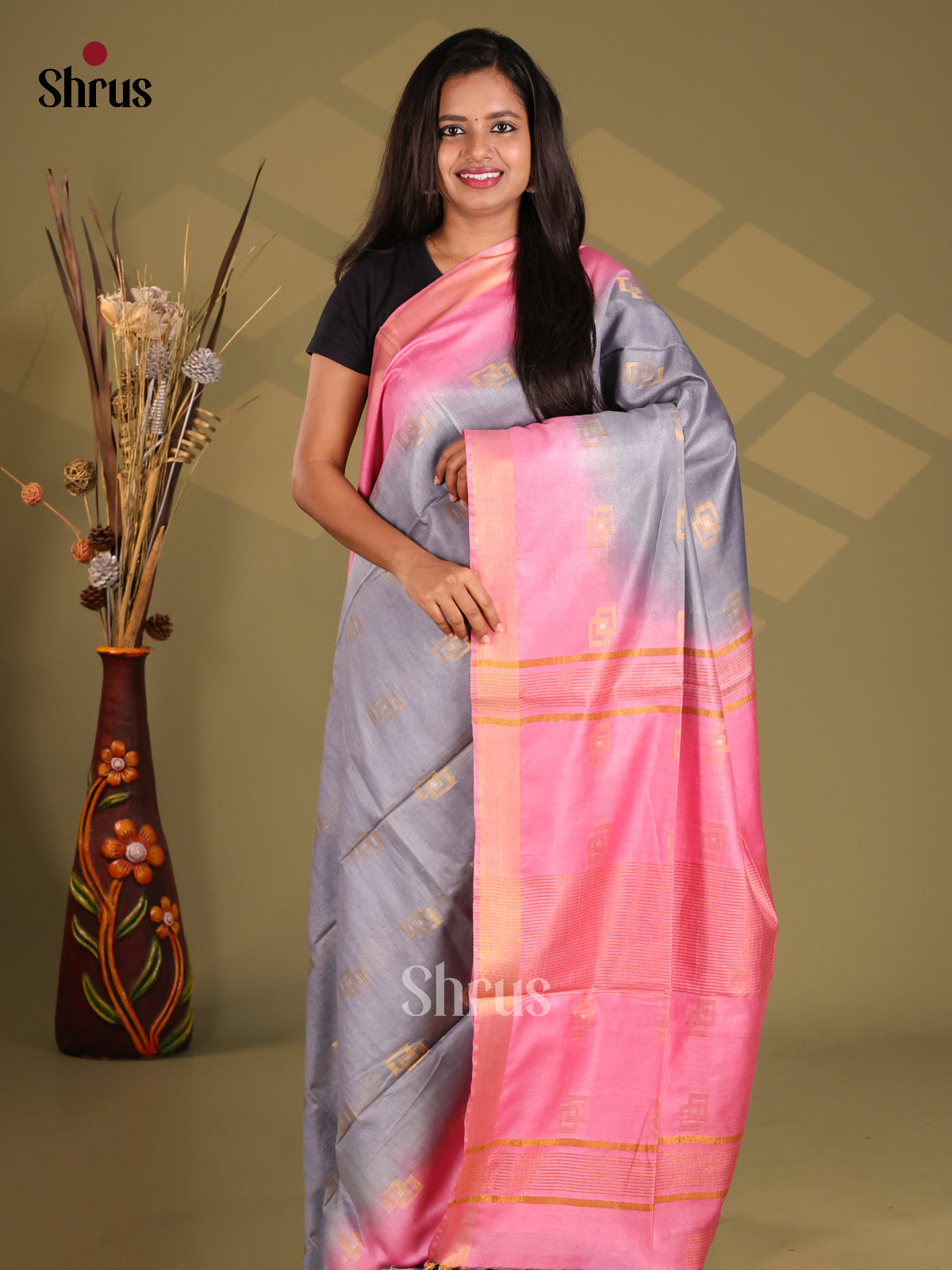 DES29018 - Semi Tussar Saree - Shop on Shrus.com