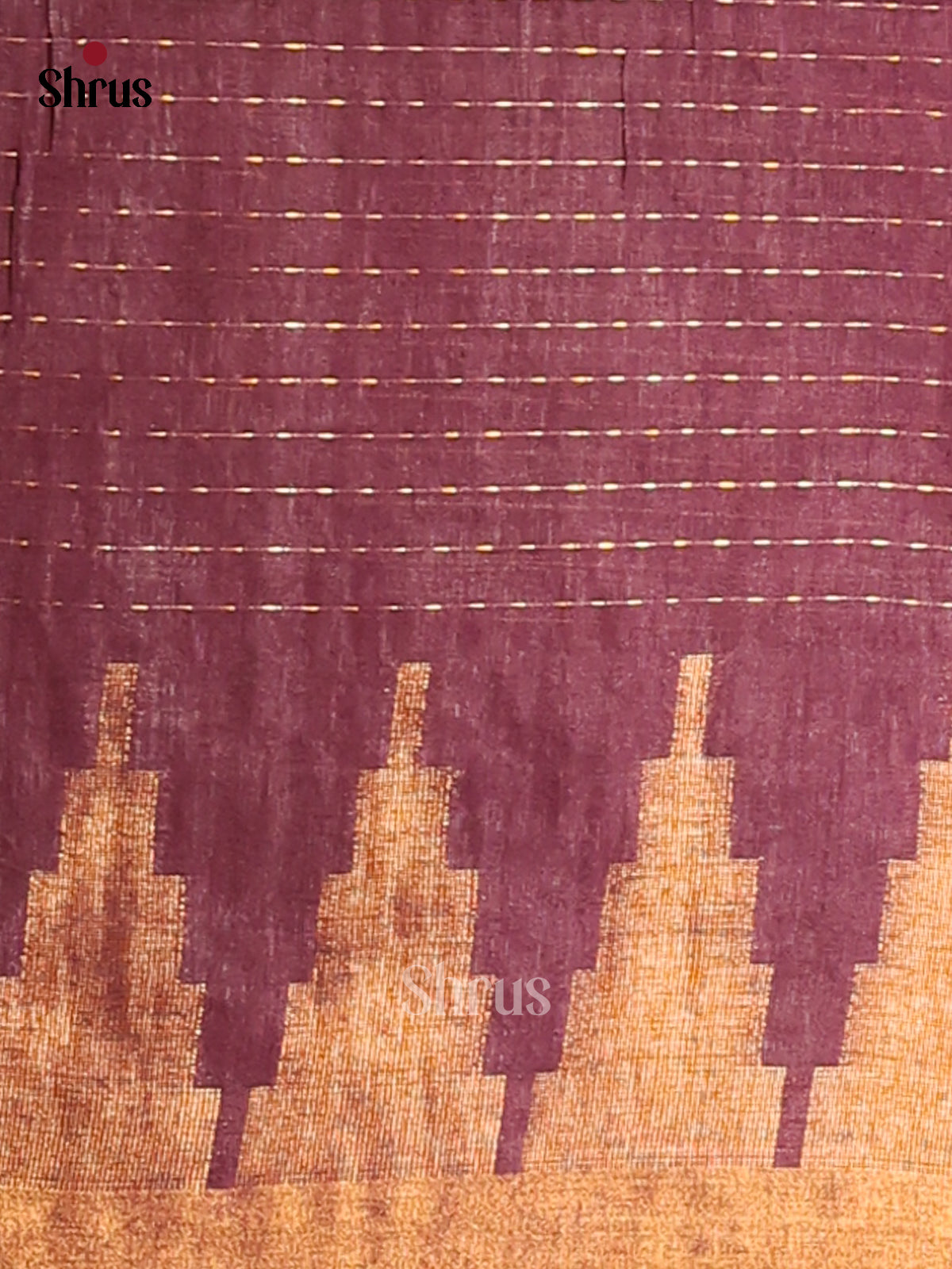 Maroon - Semi Tussar Saree - Shop on Shrus.com