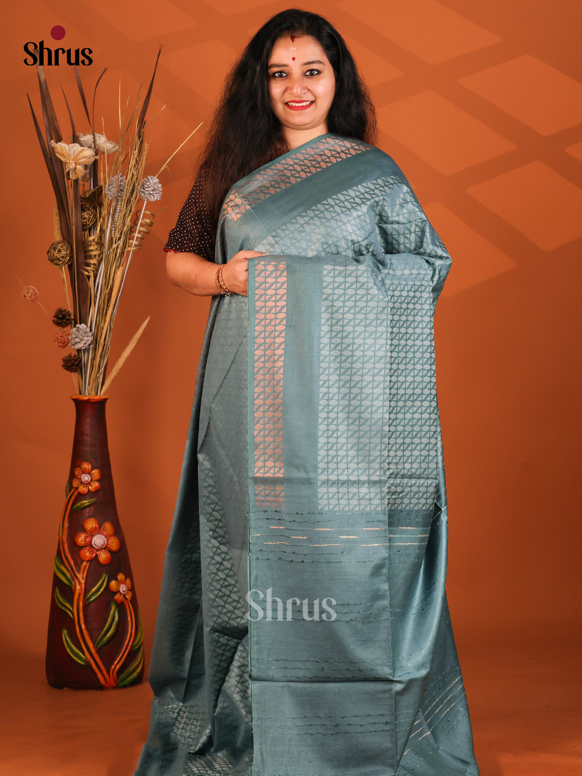 Grey- Semi Tussar Saree - Shop on Shrus.com
