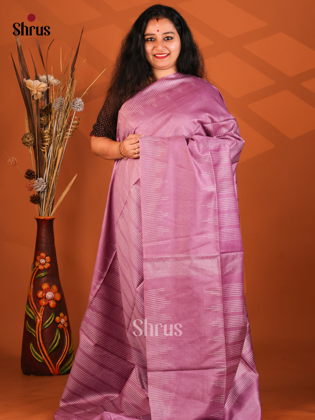 Onion Pink- Semi Tussar Saree - Shop on Shrus.com
