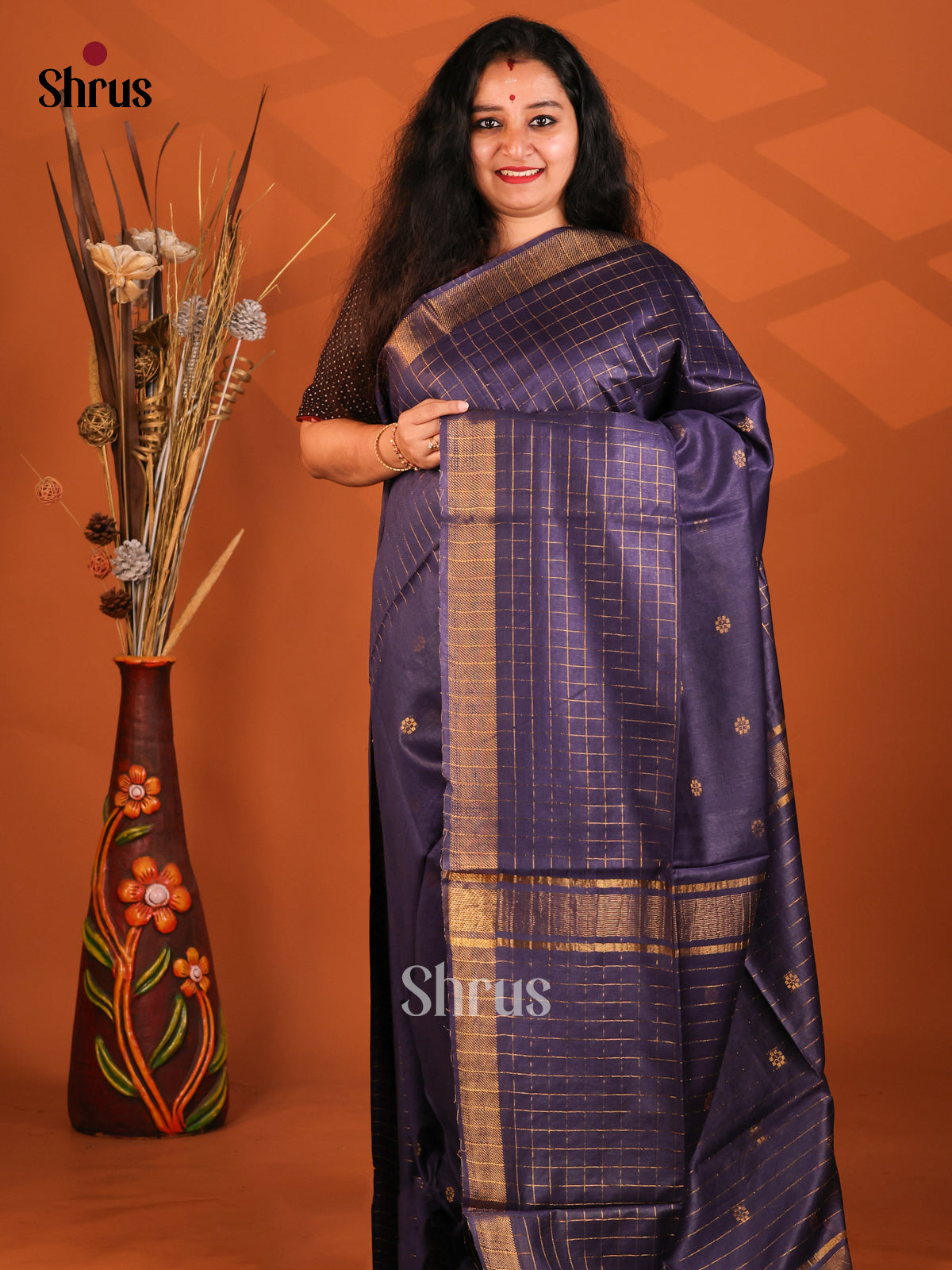 Blue - Semi Tussar Saree - Shop on Shrus.com