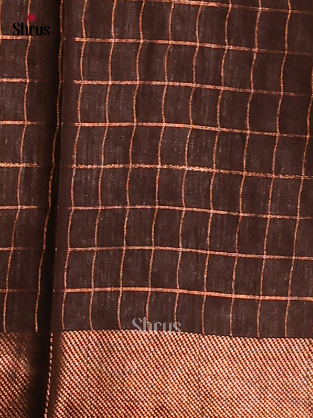 Brown - Semi Tussar Saree - Shop on Shrus.com