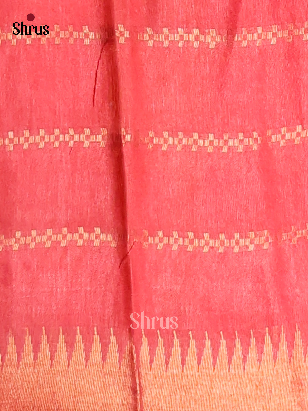 Blue & Orangish Pink - Semi Tussar Saree - Shop on Shrus.com