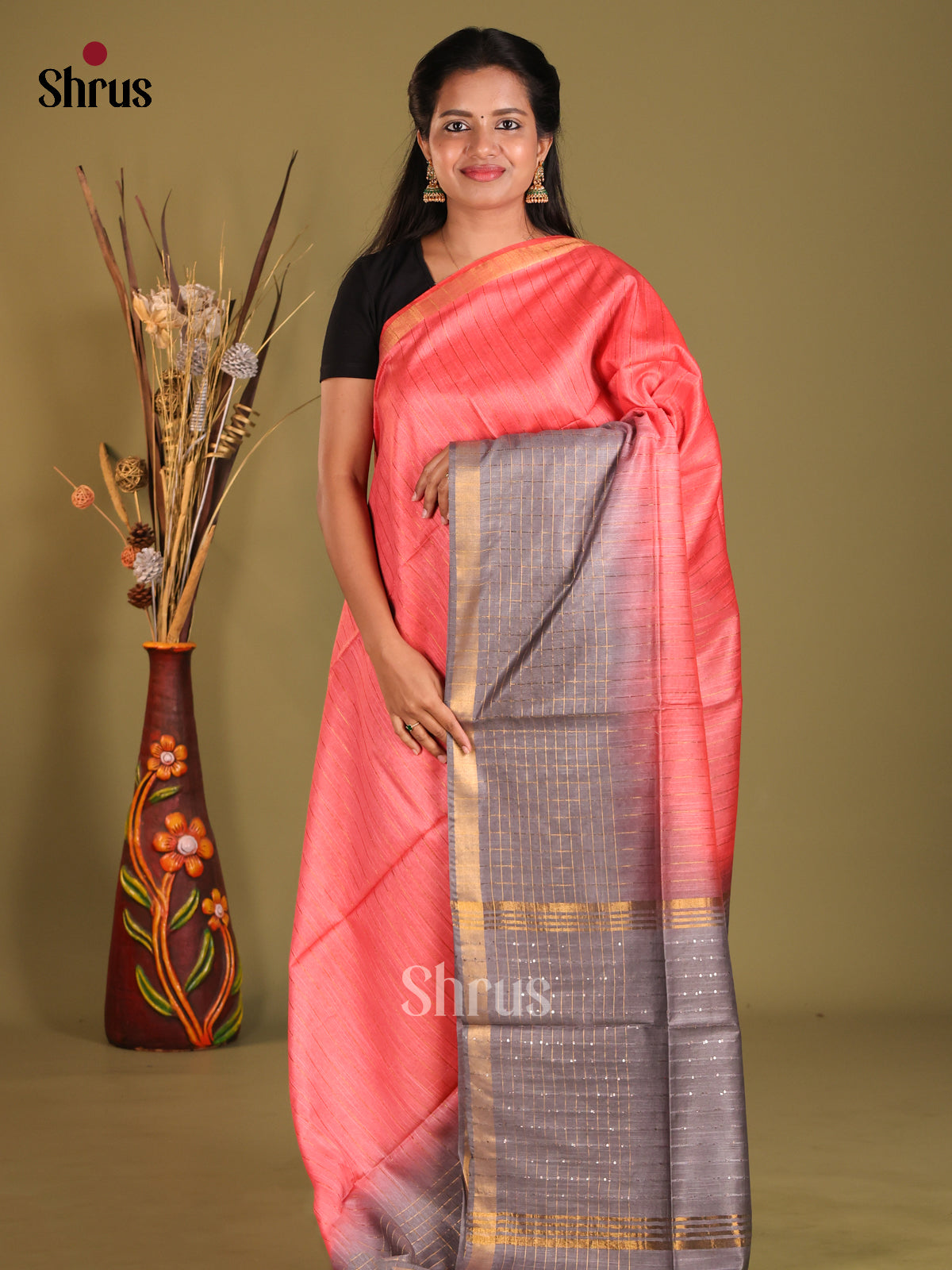 DES29292 - Semi Tussar saree - Shop on Shrus.com