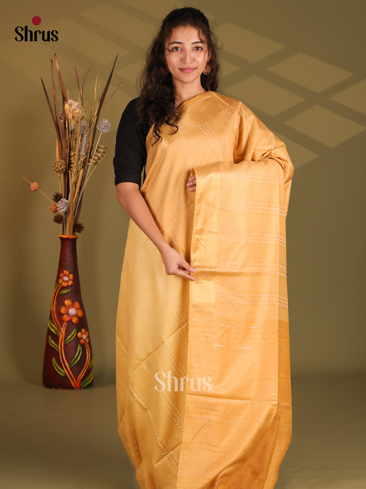 Peach - Semi Softsilk Saree - Shop on Shrus.com