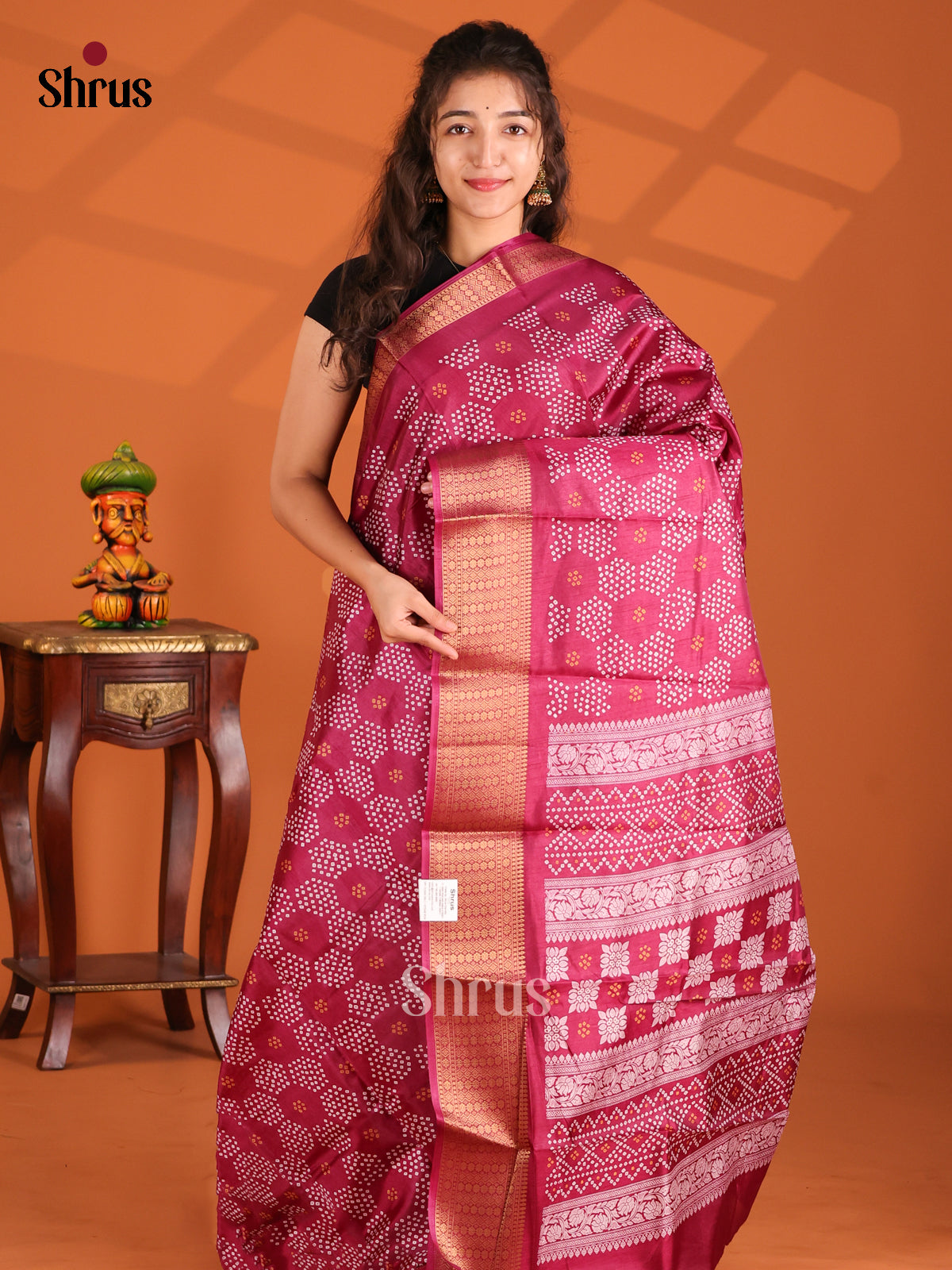 Maroon - Semi Crepe Saree - Shop on Shrus.com