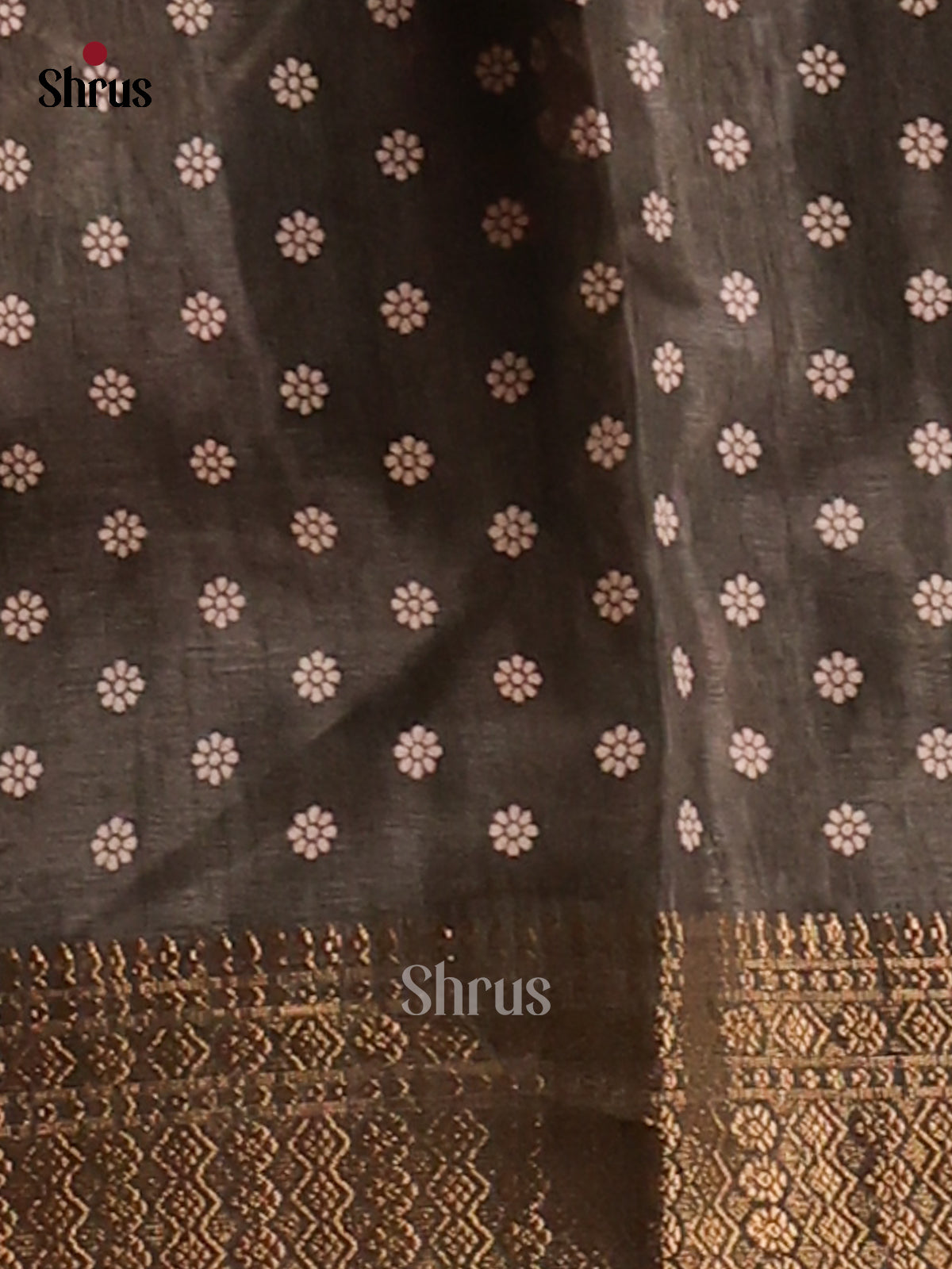 Grey & Brown- Semi Crepe Saree - Shop on Shrus.com