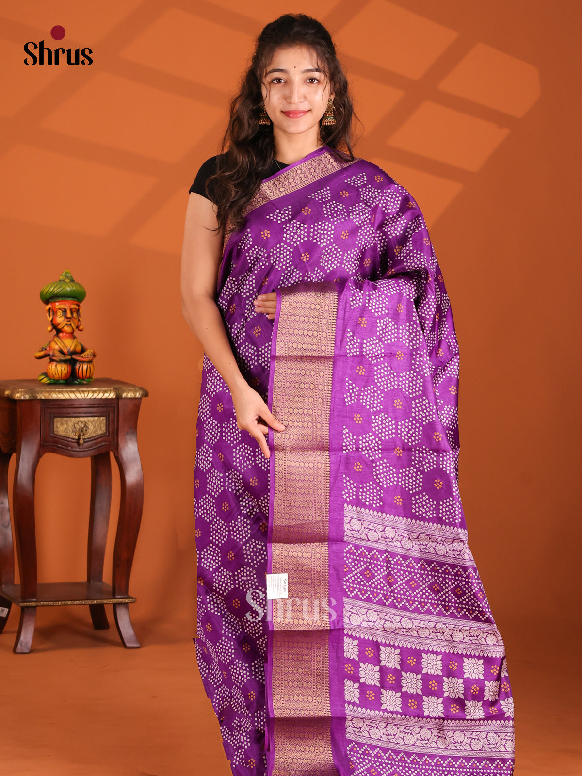 Violet - Semi Crepe Saree - Shop on Shrus.com
