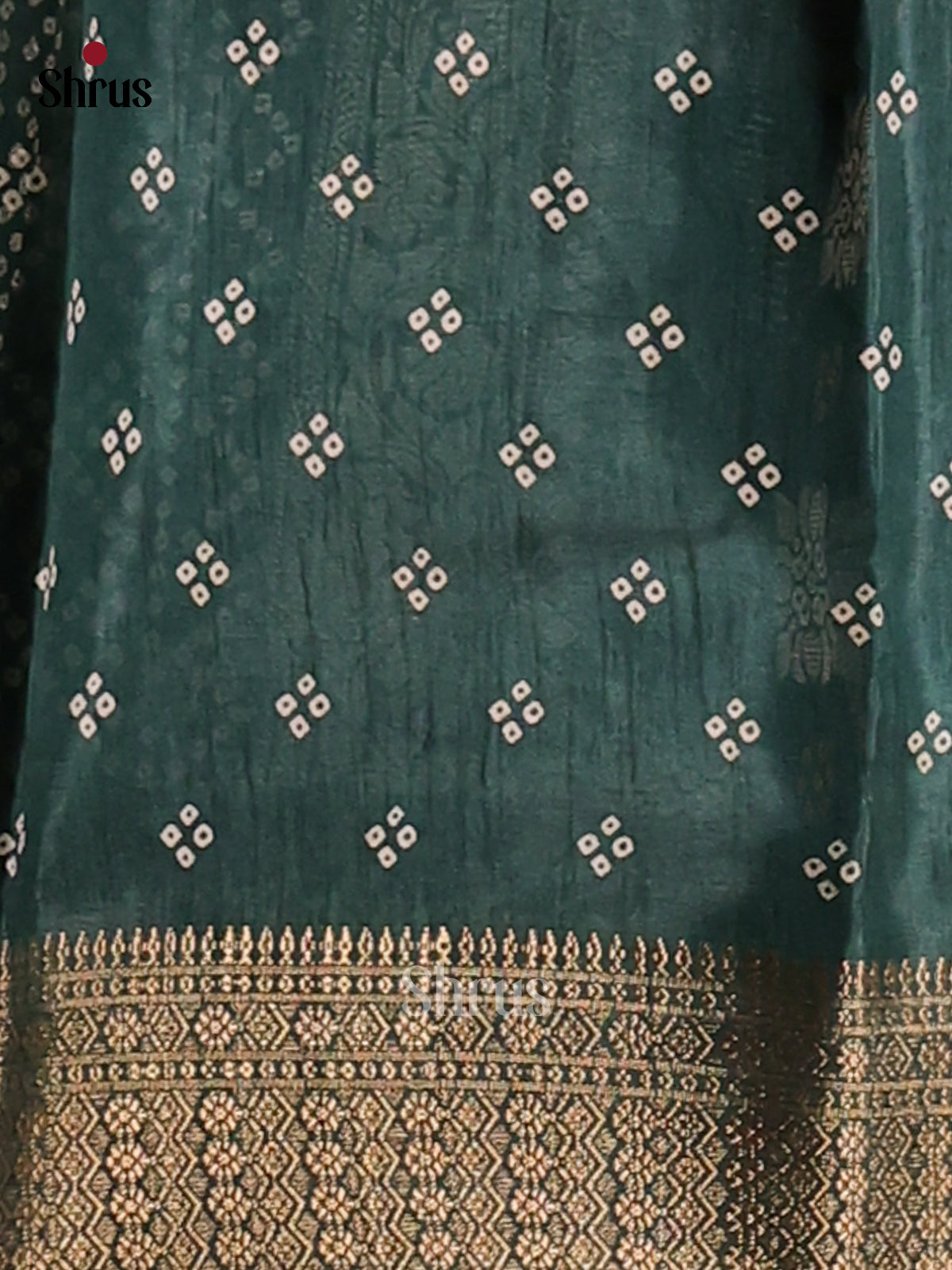 Dark Green - Semi Crepe Saree - Shop on Shrus.com