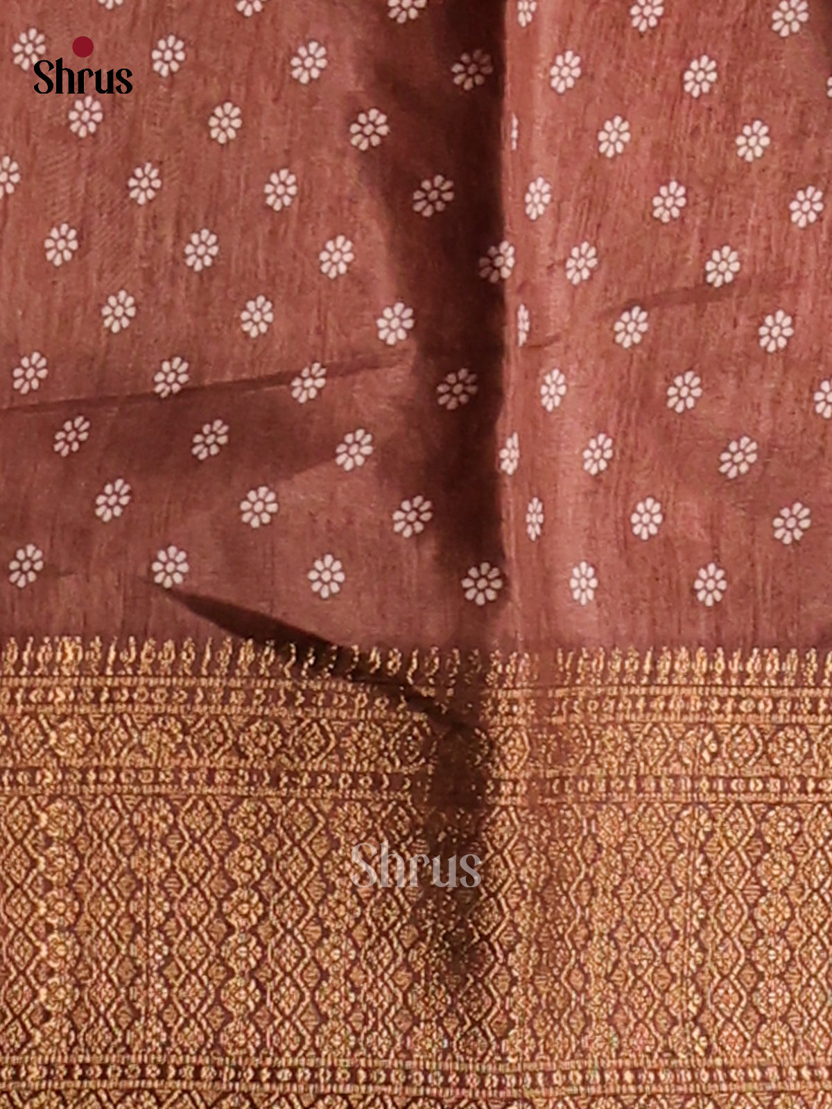 Brown - Semi Crepe Saree - Shop on Shrus.com