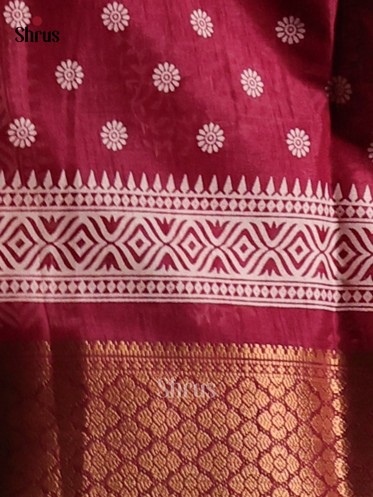 Maroon - Semi Crepe Saree - Shop on Shrus.com