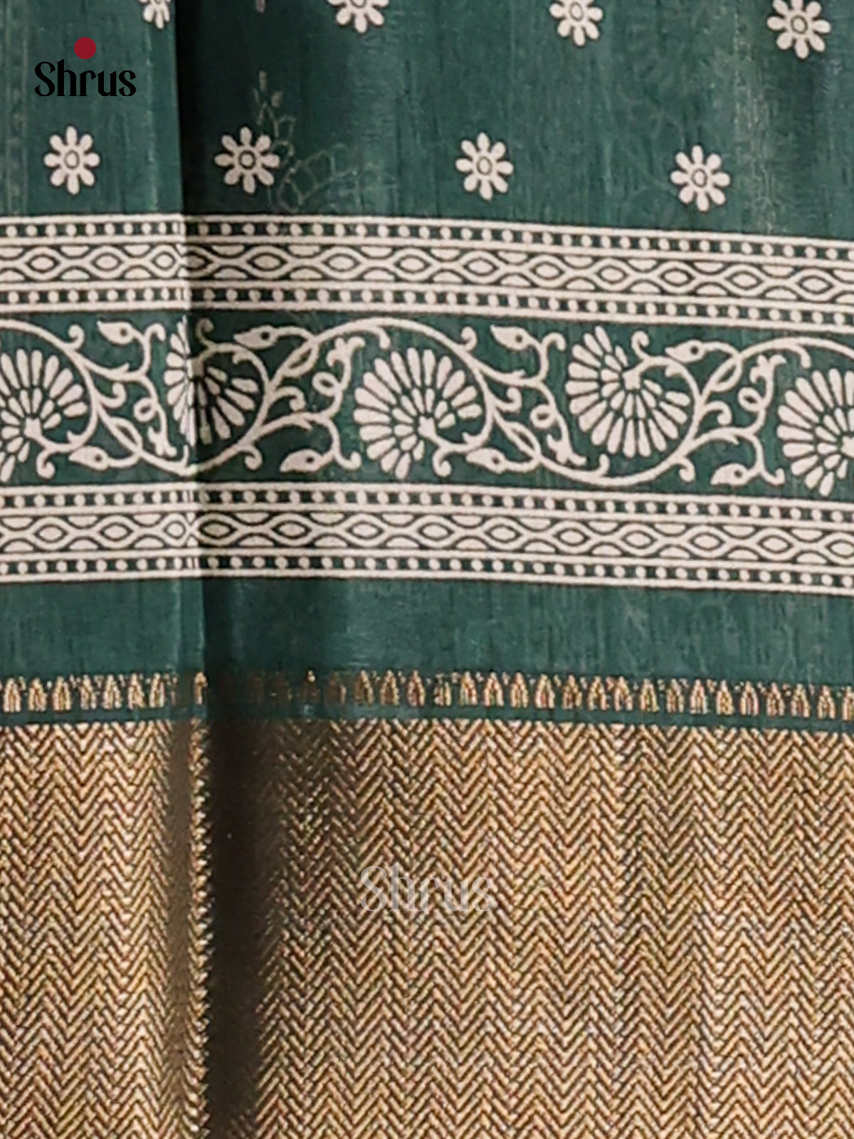 Green - Semi Crepe Saree - Shop on Shrus.com