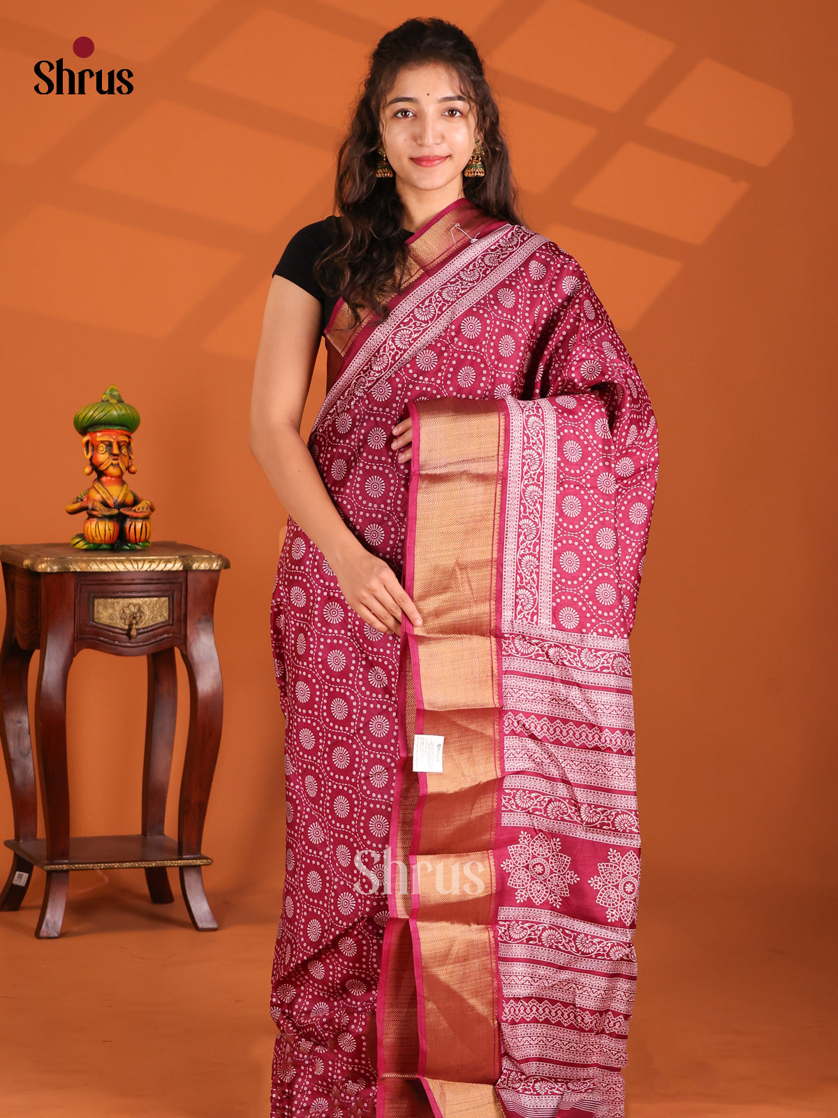 Maroon - Semi Crepe Saree - Shop on Shrus.com