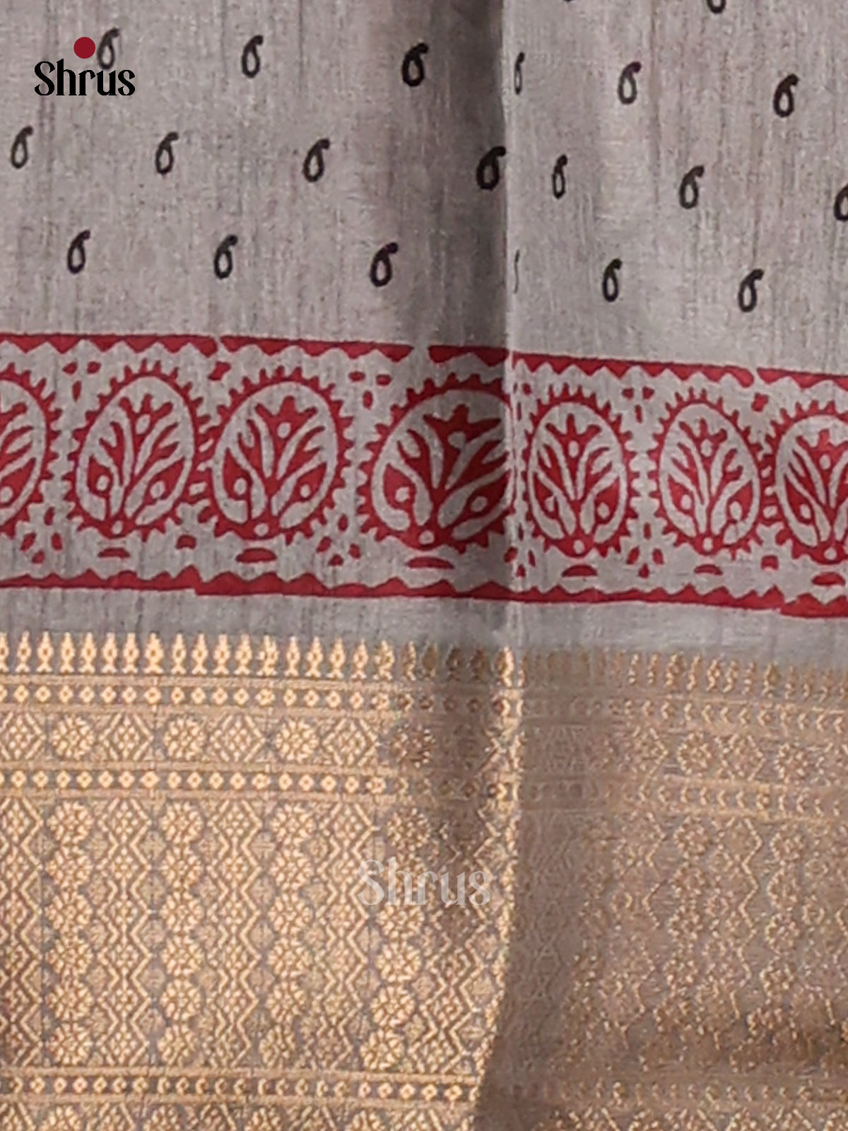 Grey - Semi Crepe Saree - Shop on Shrus.com