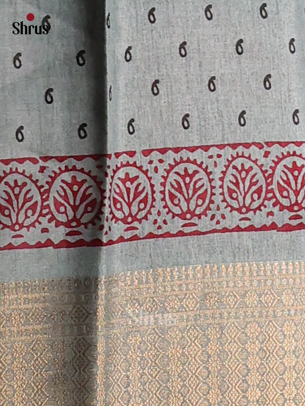 Grey - Semi Crepe Saree - Shop on Shrus.com