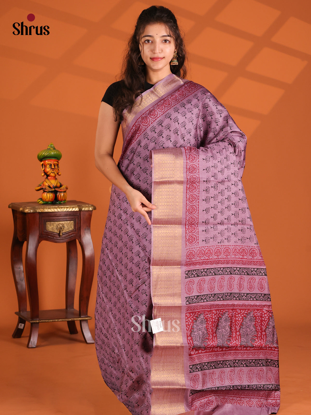 Purple - Semi Crepe Saree - Shop on Shrus.com
