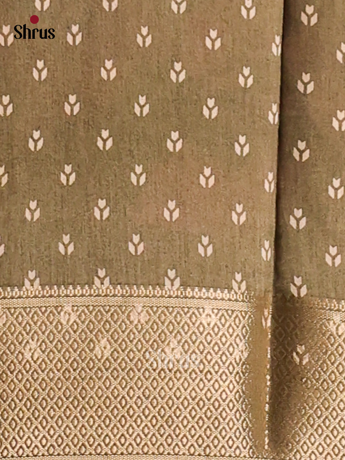 Mehandi Green - Semi Crepe Saree - Shop on Shrus.com