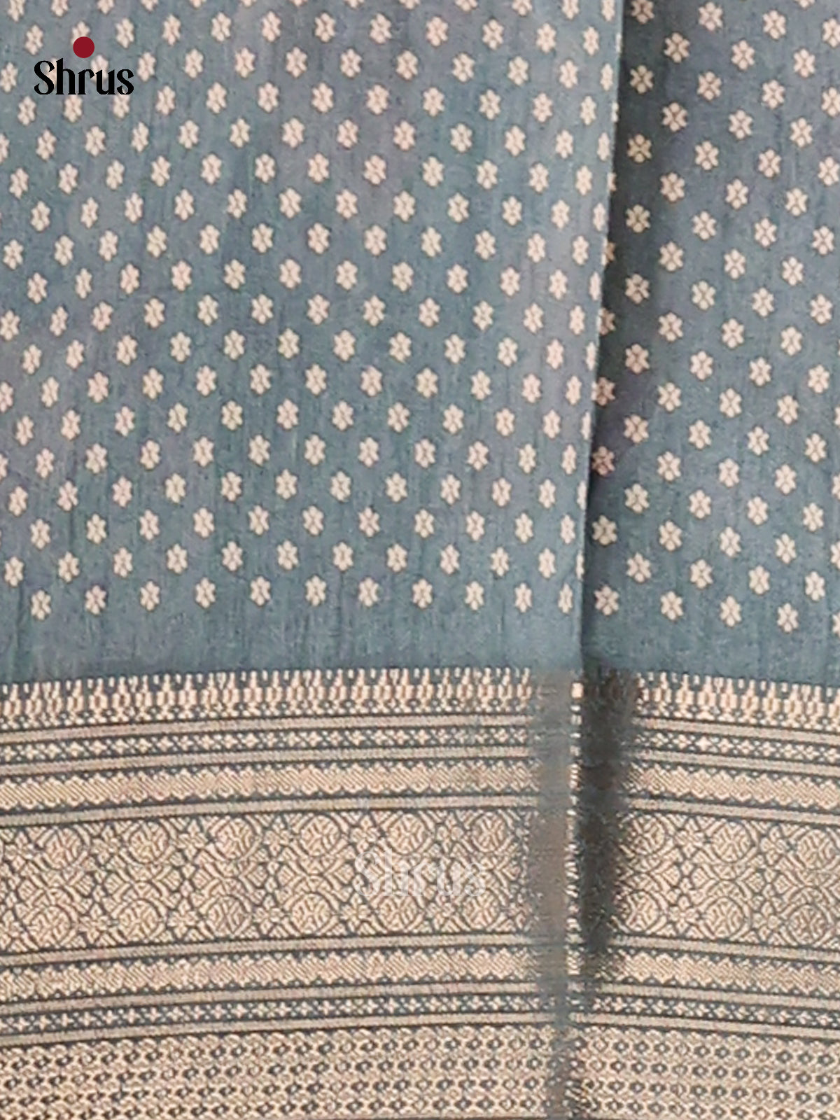 Greyish Blue - Semi Crepe Saree - Shop on Shrus.com