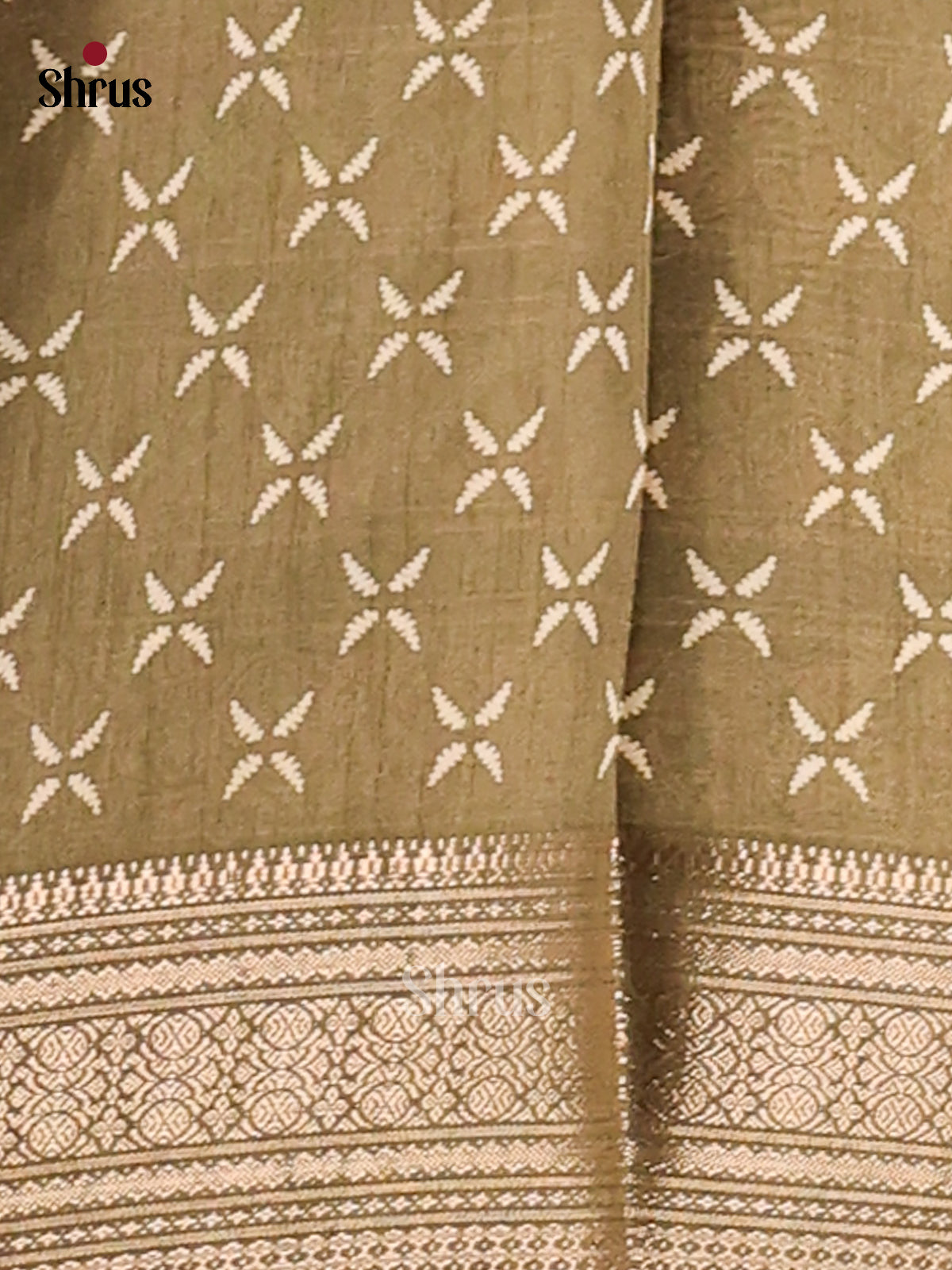 Chutney green - Semi Crepe Saree - Shop on Shrus.com