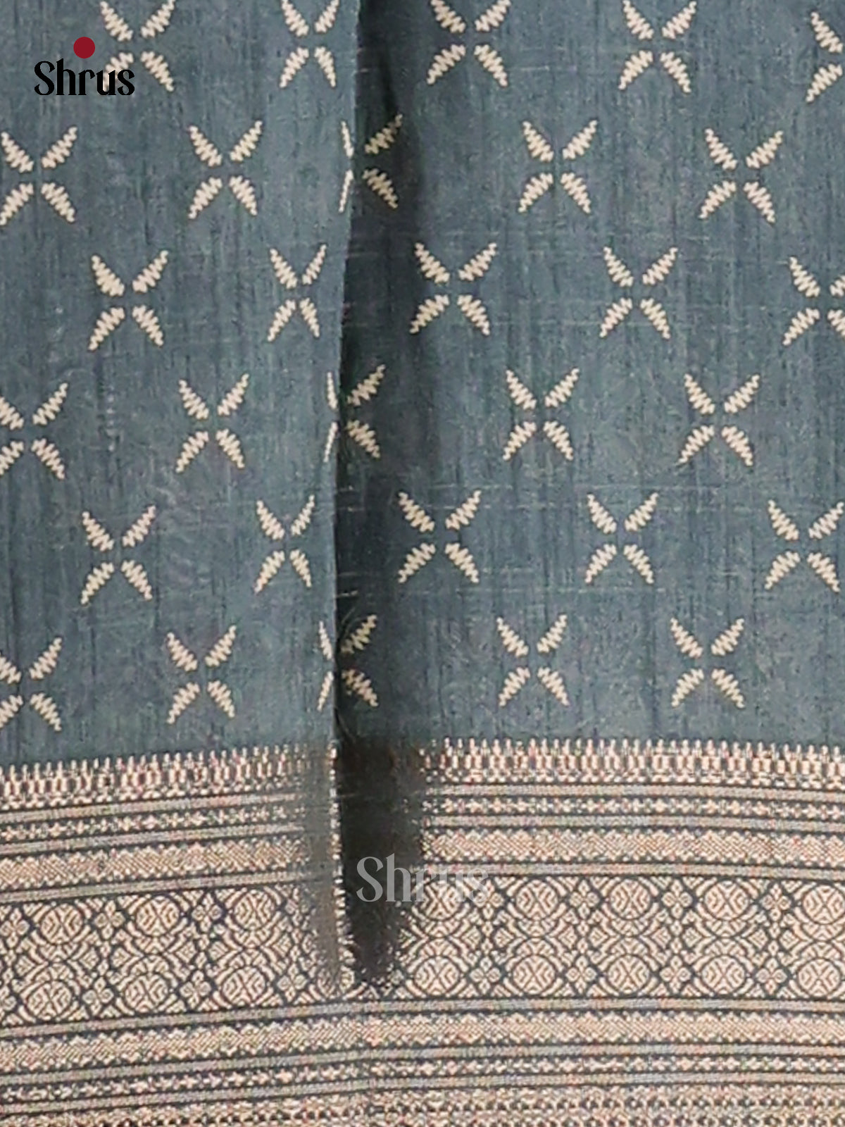 Greyish Blue - Semi Crepe Saree - Shop on Shrus.com