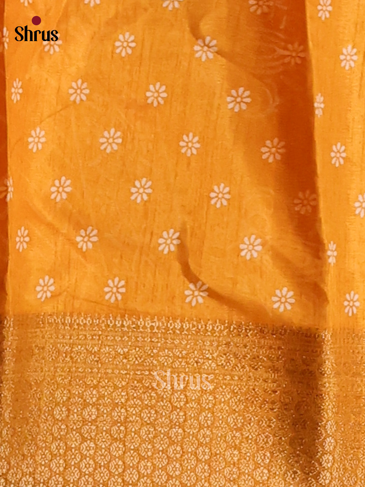 Mustard - Semi Crepe Saree - Shop on Shrus.com
