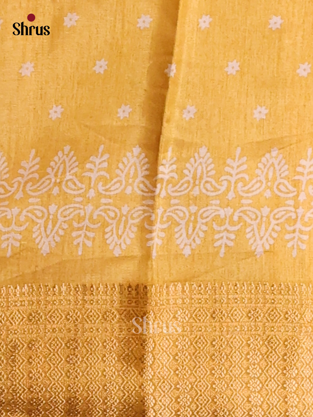 Yellow - Semi Crepe Saree - Shop on Shrus.com