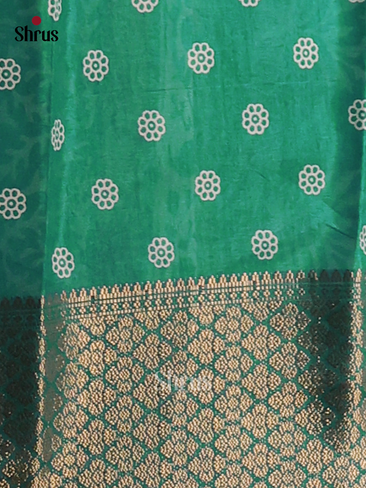 Green- Semi Crepe Saree - Shop on Shrus.com