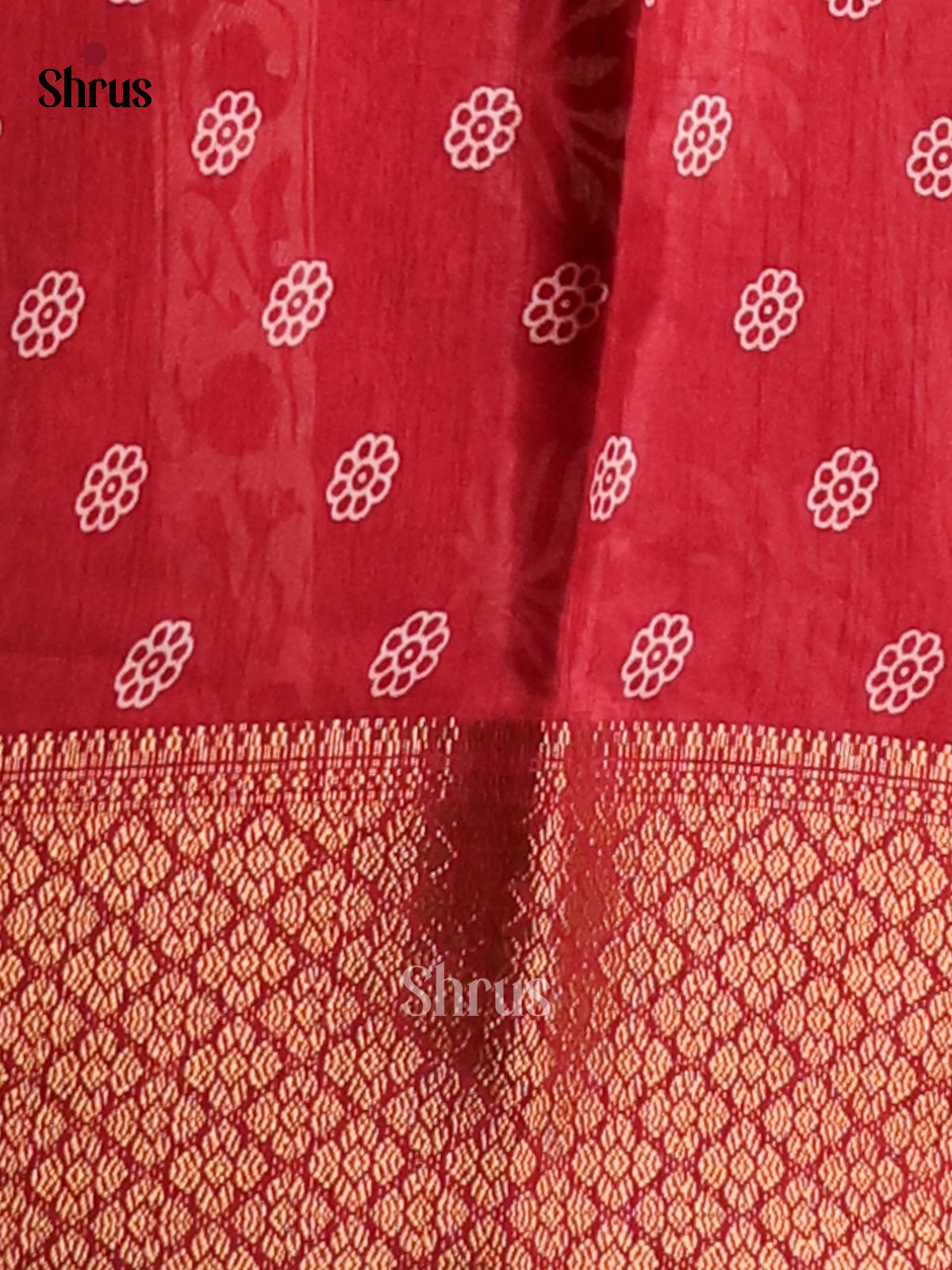 Red - Semi Crepe Saree - Shop on Shrus.com