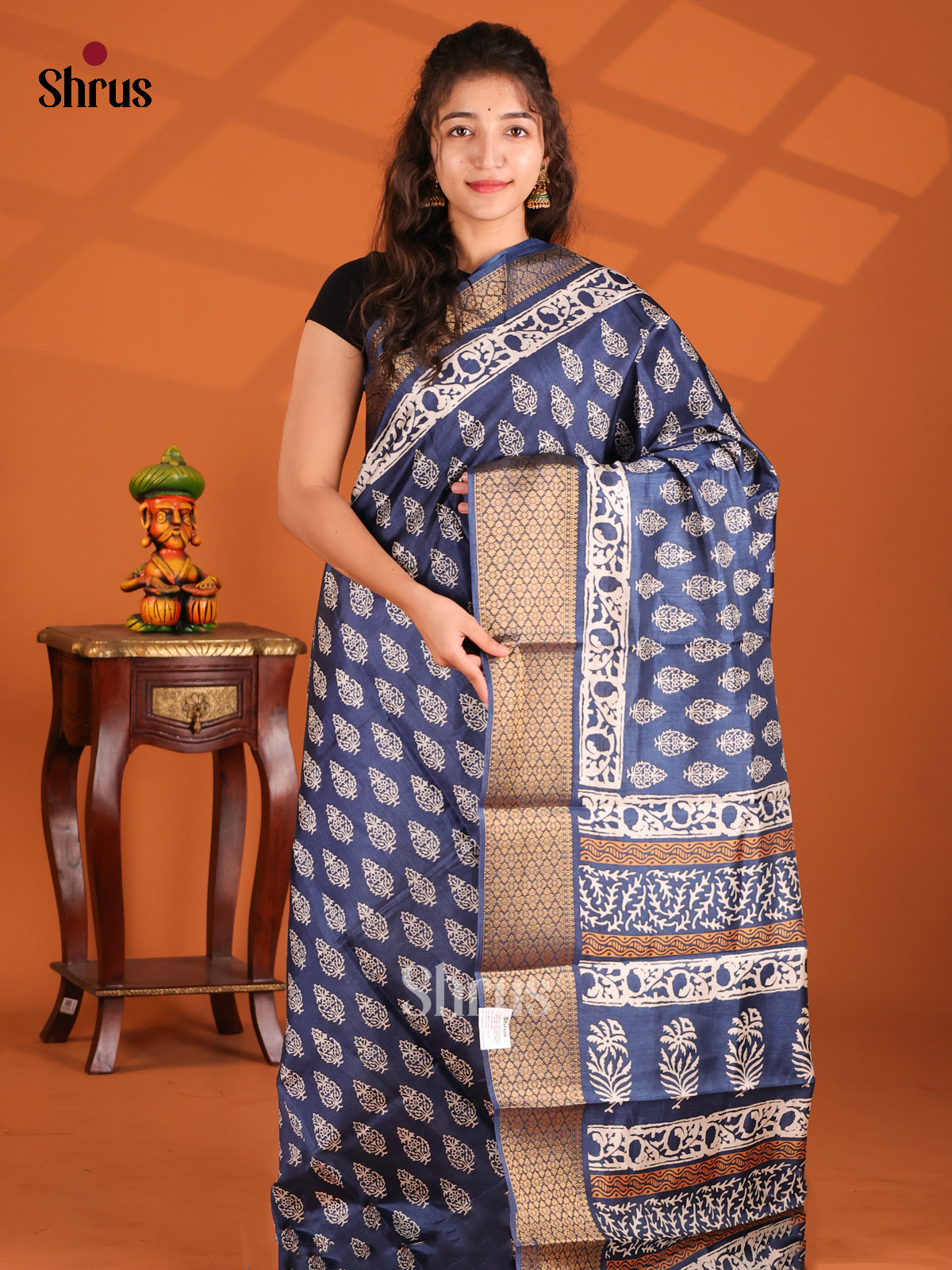 Blue - Semi Crepe Saree - Shop on Shrus.com