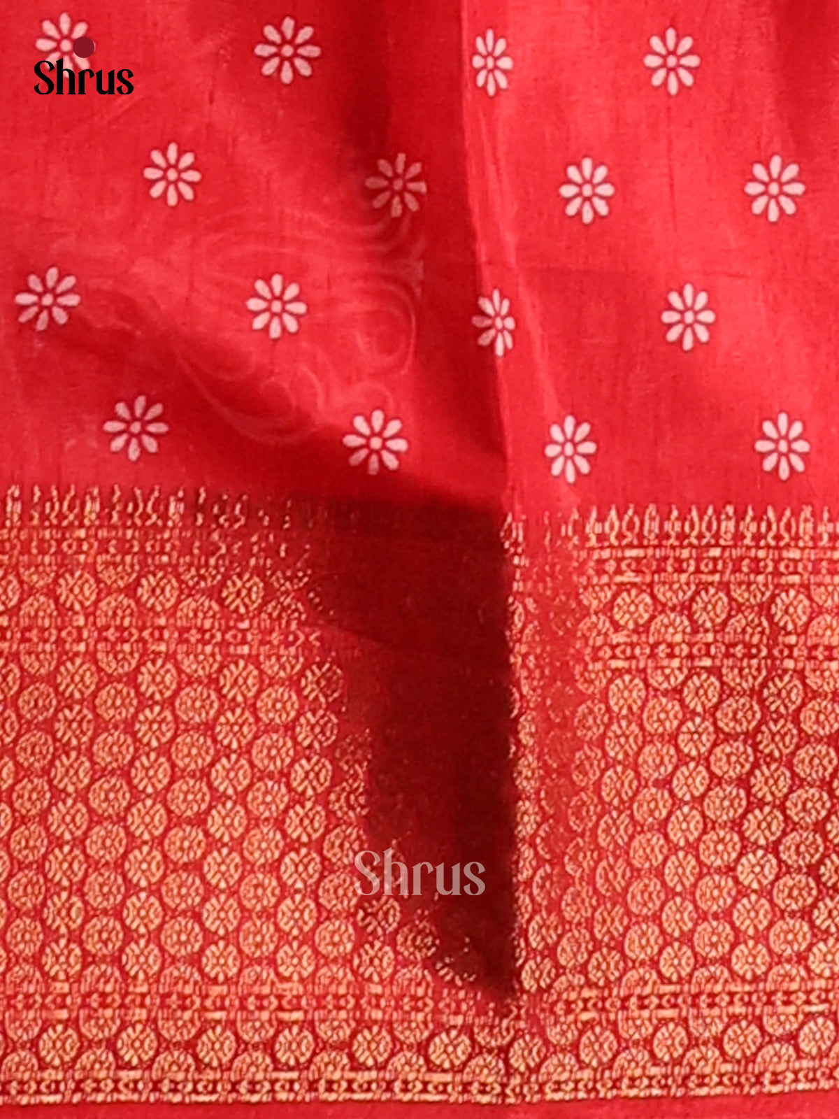 Red - Semi Crepe Saree - Shop on Shrus.com