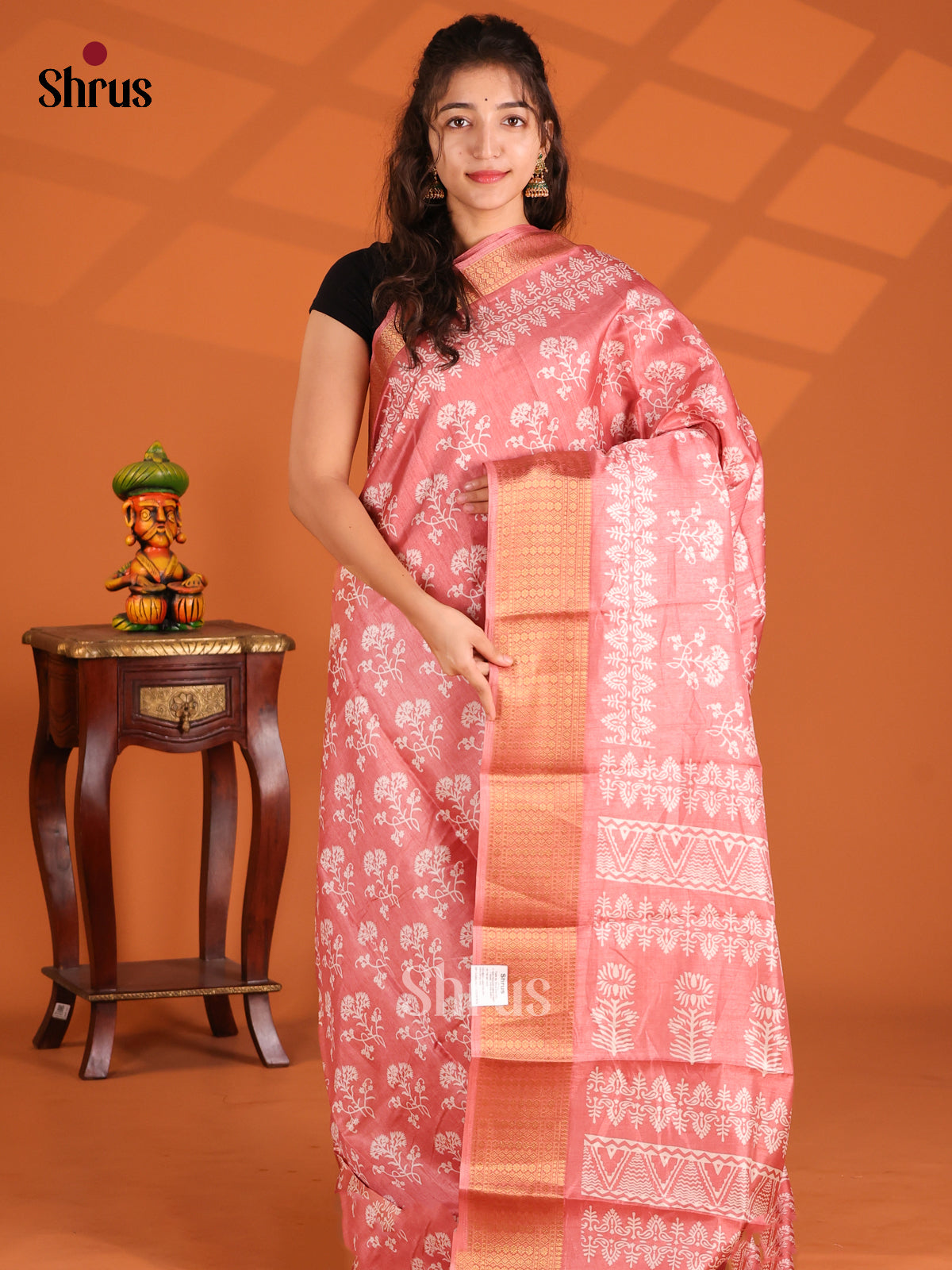Pink - Semi Crepe Saree - Shop on Shrus.com