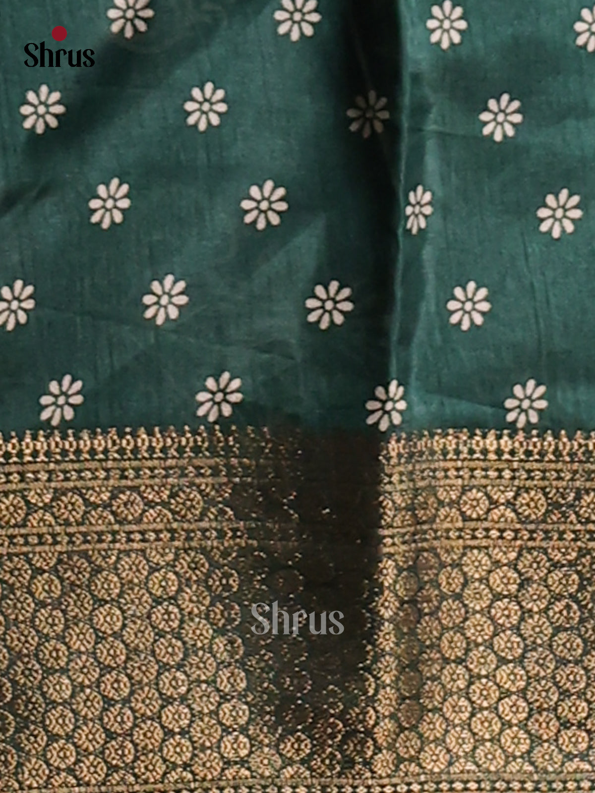 Green - Semi Crepe Saree - Shop on Shrus.com