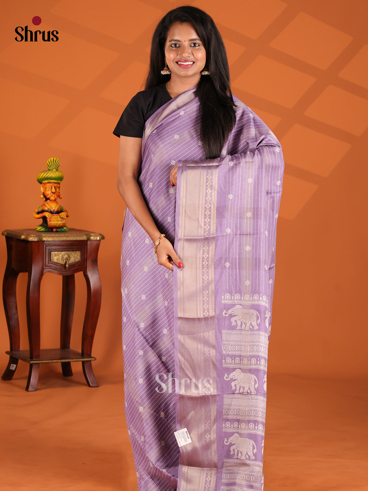 Lavender - Semi Crepe Saree - Shop on Shrus.com