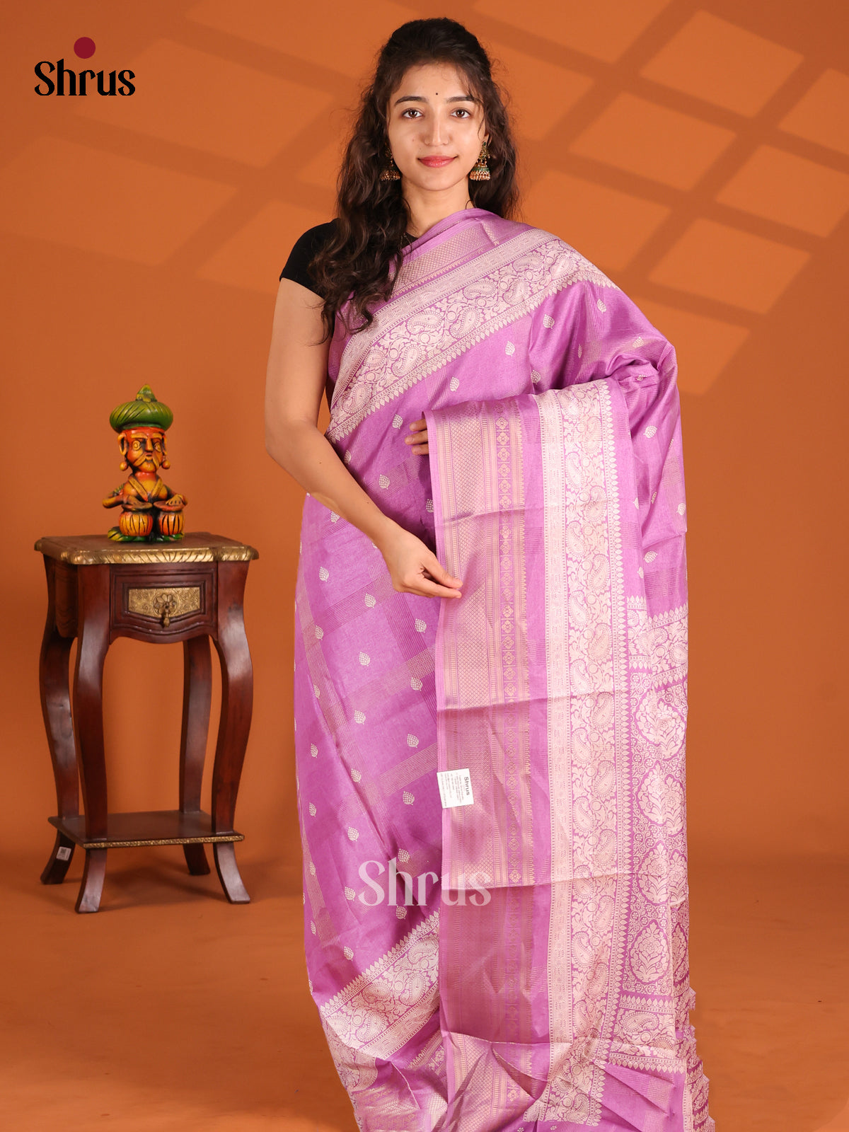 Lavender- Semi Crepe Saree - Shop on Shrus.com