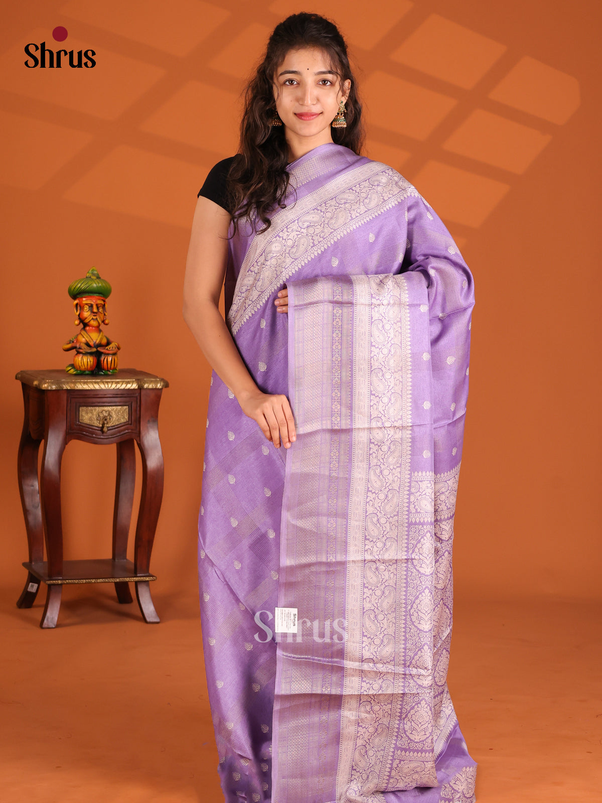Lilac - Semi Crepe Saree - Shop on Shrus.com