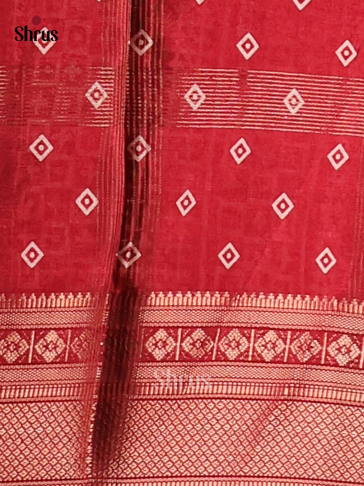 Red - Semi Crepe Saree - Shop on Shrus.com
