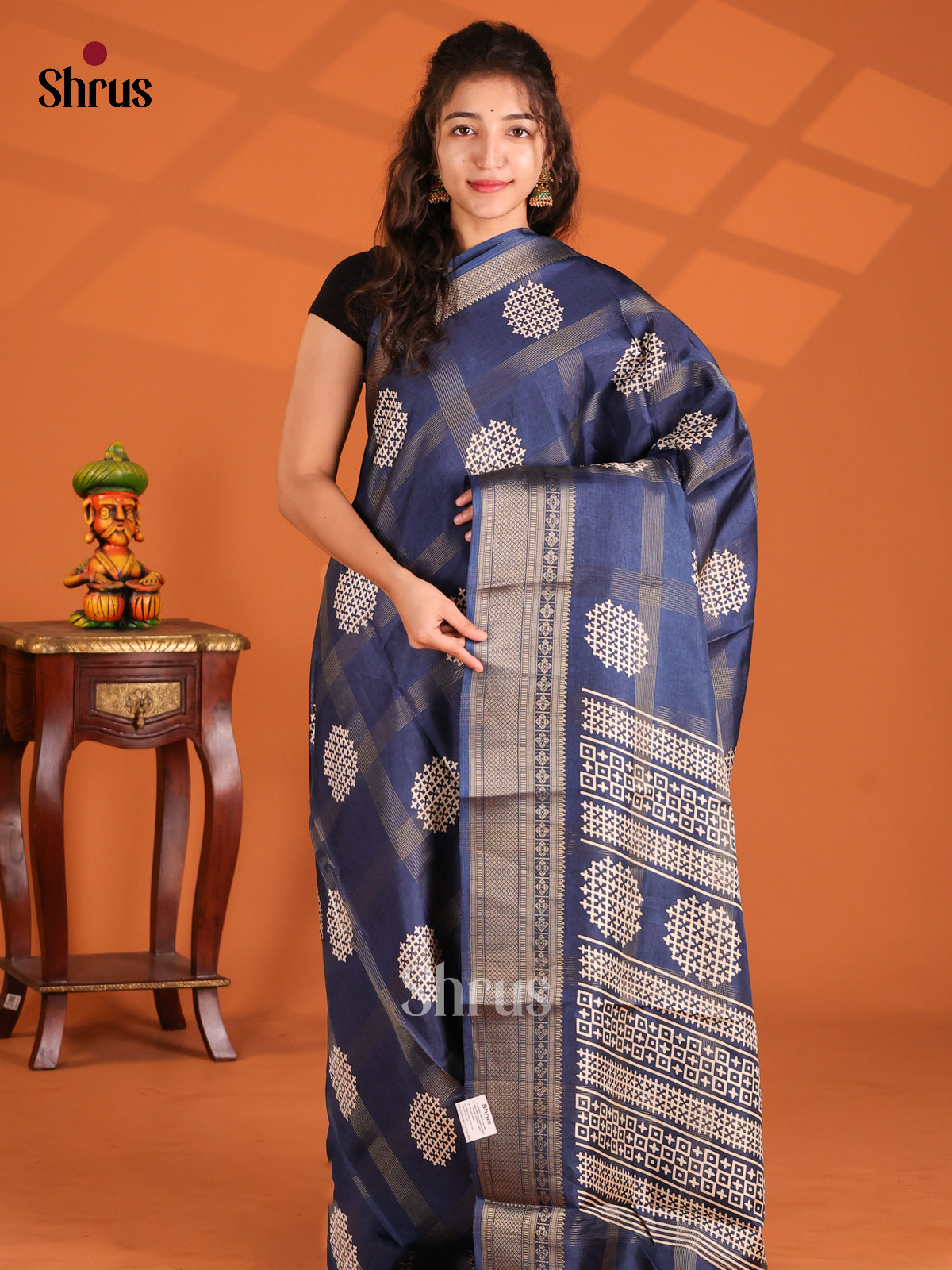 Blue - Semi Crepe Saree - Shop on Shrus.com