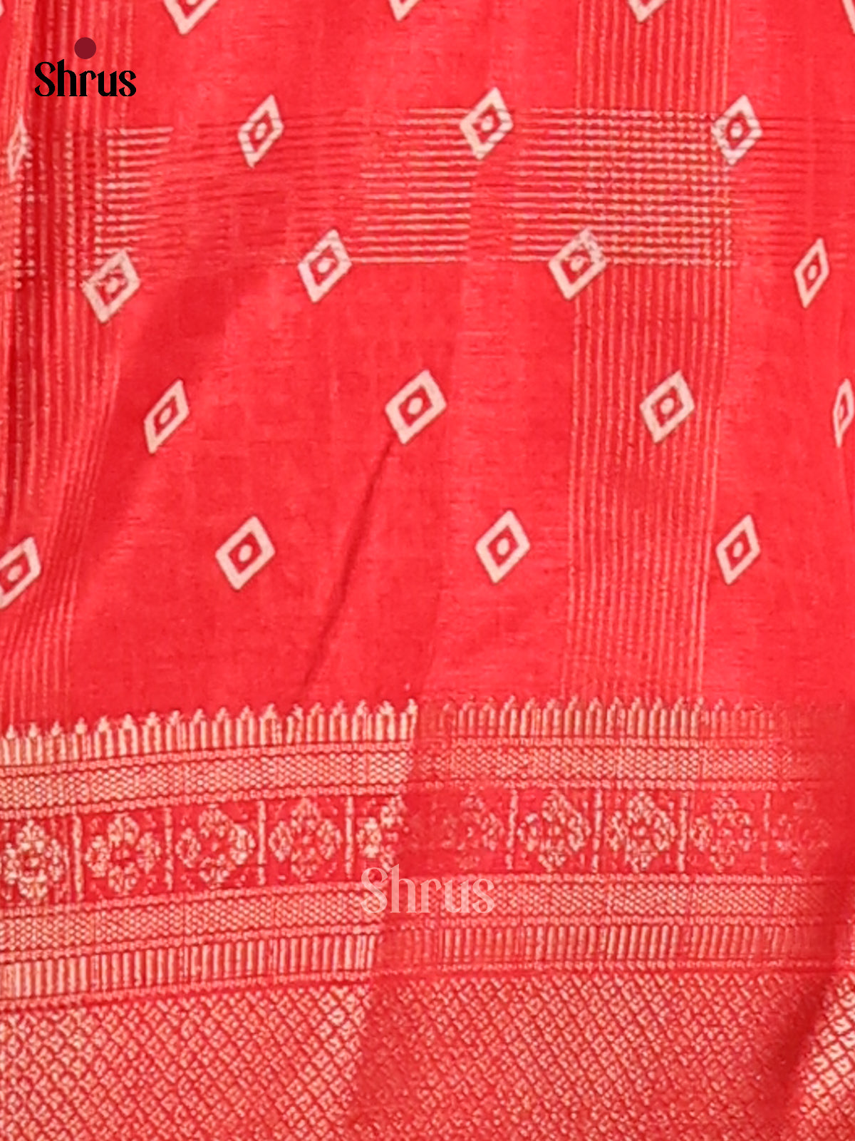 Red - Semi Crepe Saree - Shop on Shrus.com