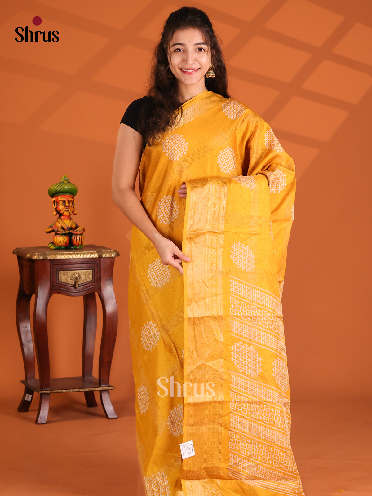 Mustard - Semi Crepe Saree - Shop on Shrus.com