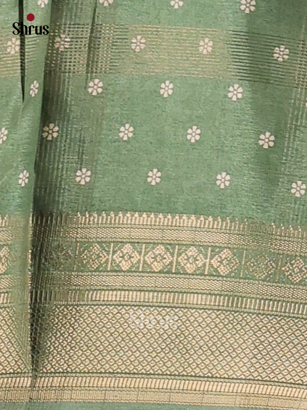 Green - Semi Crepe Saree - Shop on Shrus.com