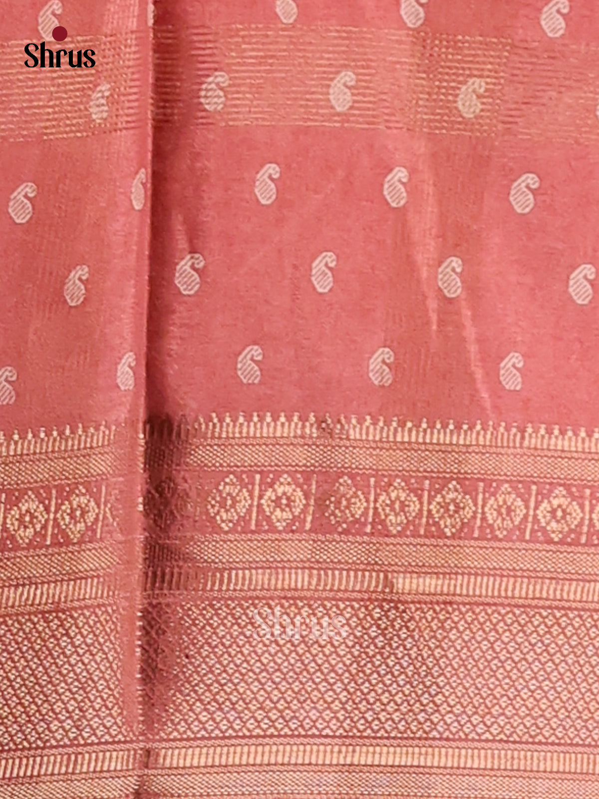 Peachish Pink - Semi Crepe Saree - Shop on Shrus.com