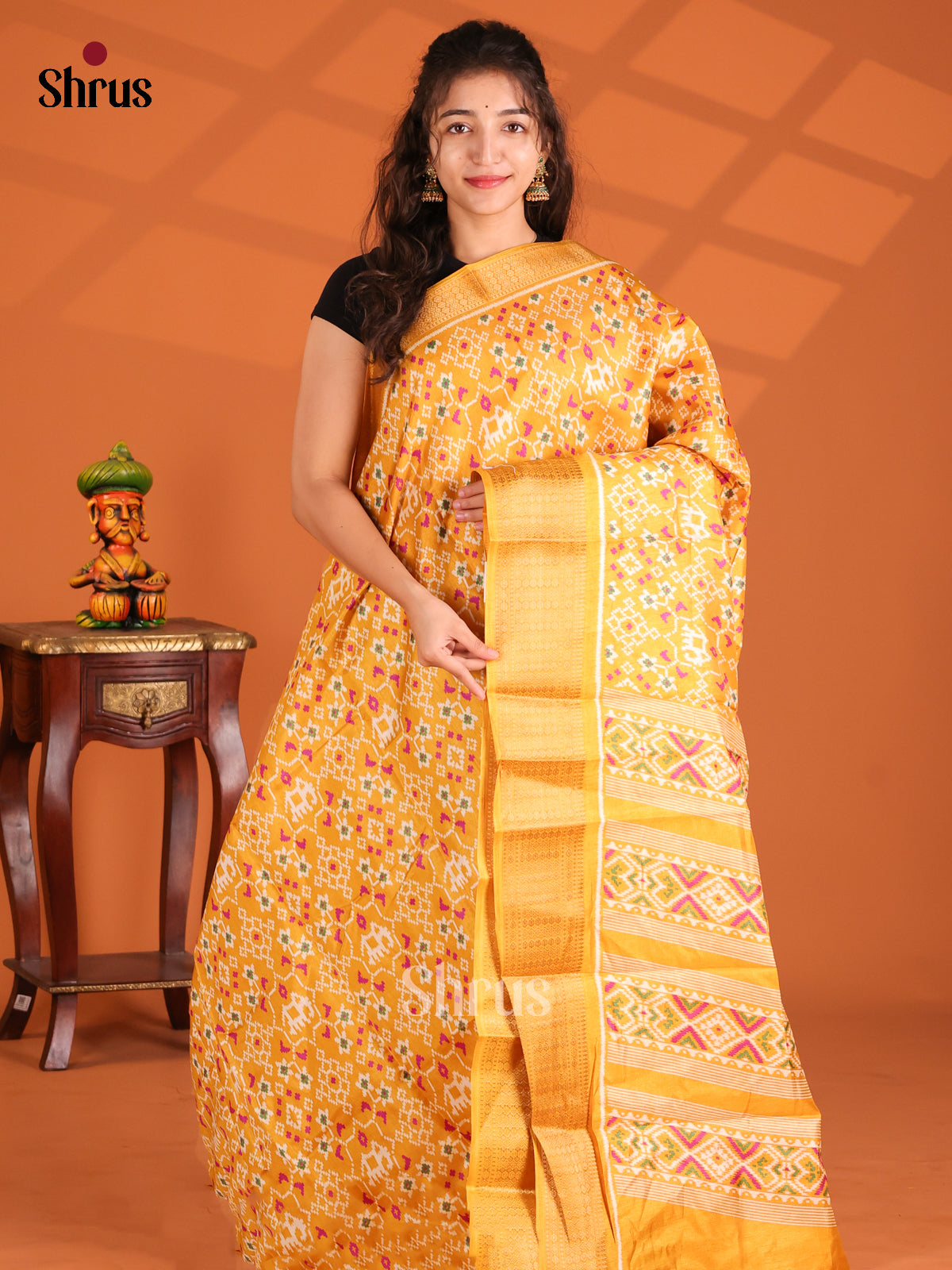 Mustard - Semi Crepe Saree - Shop on Shrus.com