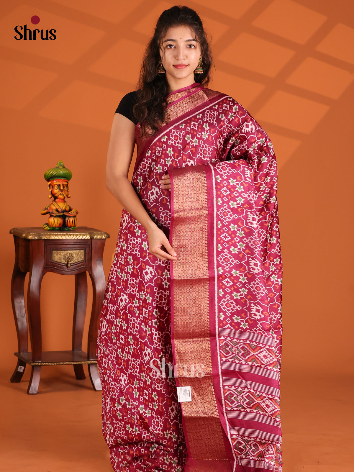 Maroon - Semi Crepe Saree - Shop on Shrus.com