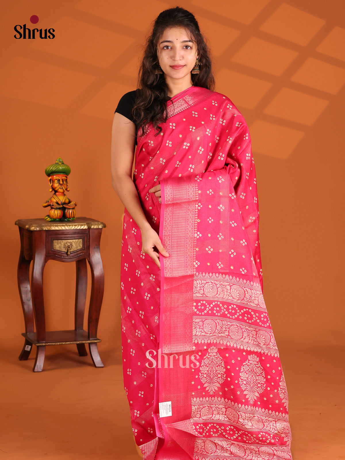 Pink - Semi Crepe Saree - Shop on Shrus.com