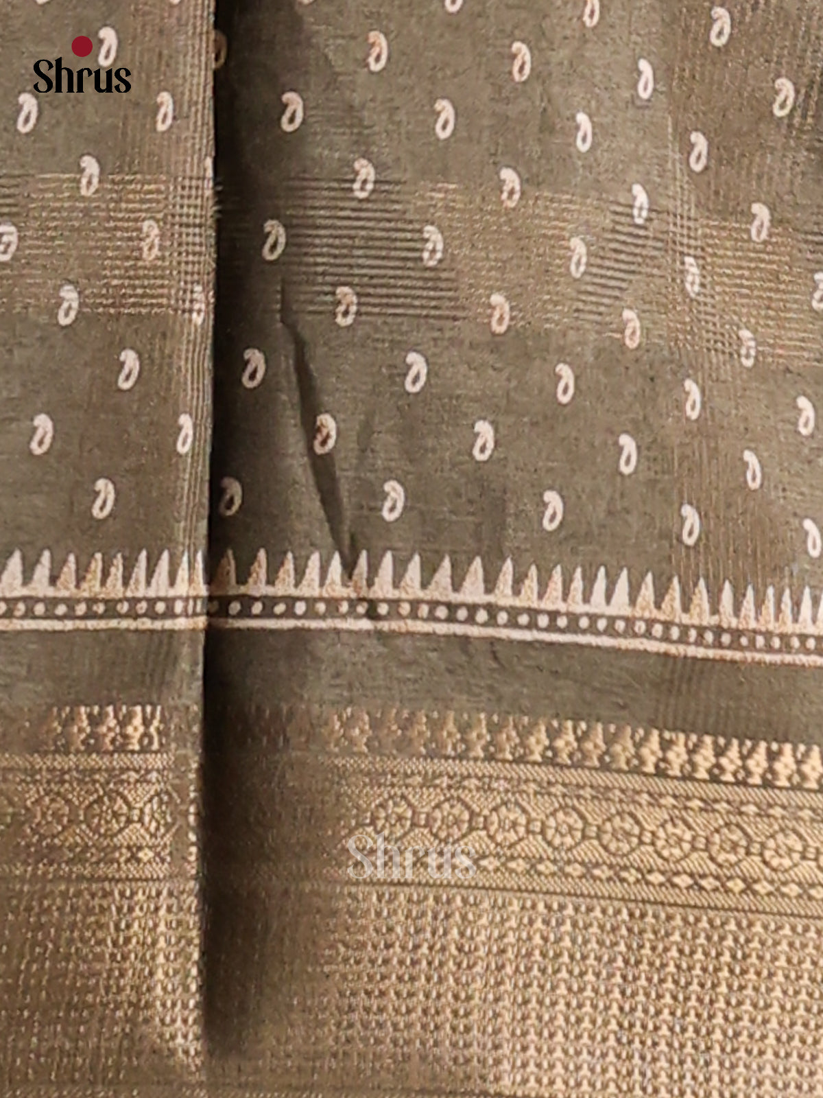 Grey - Semi Crepe Saree - Shop on Shrus.com