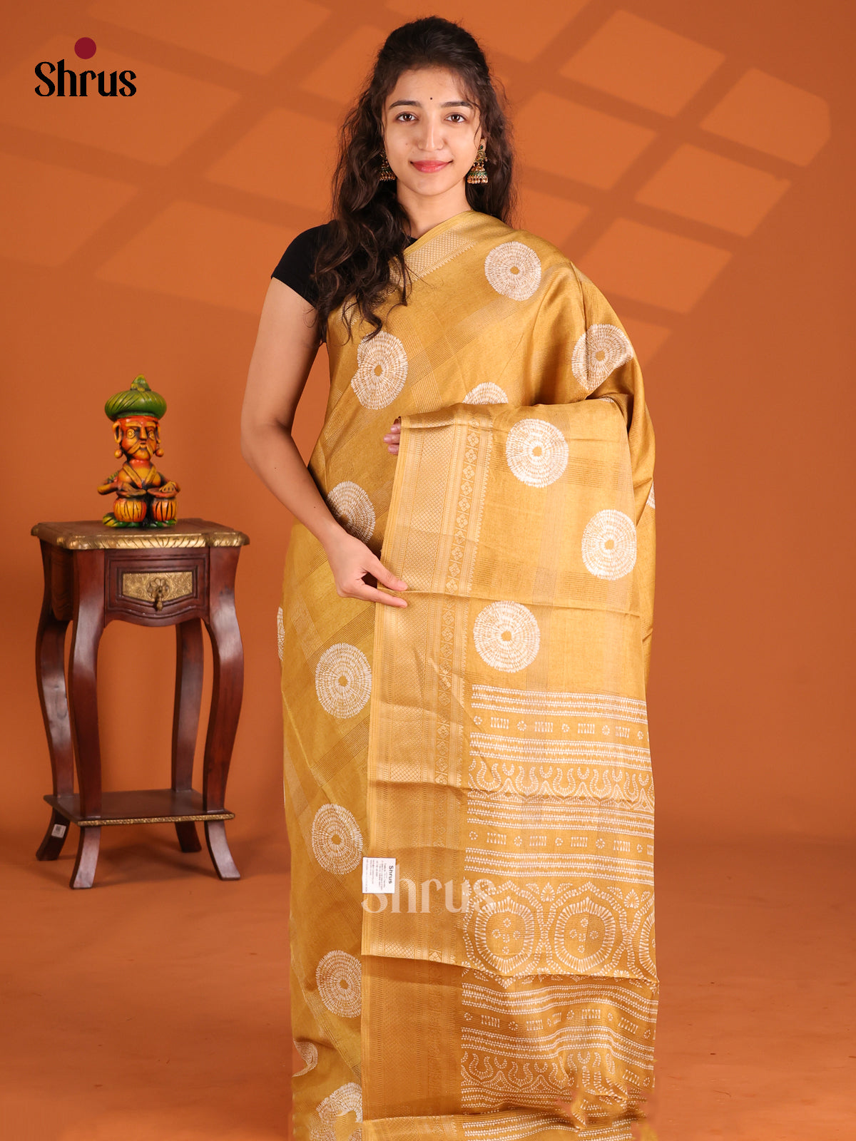Sandal - Semi Crepe Saree - Shop on Shrus.com