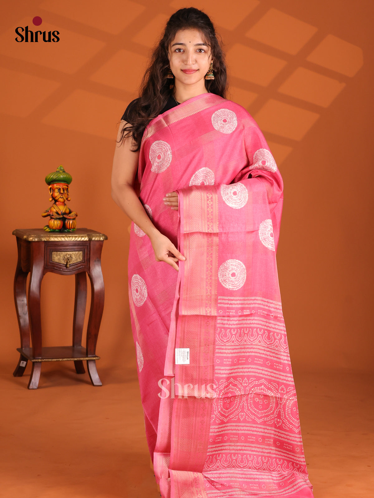 Pink - Semi Crepe Saree - Shop on Shrus.com